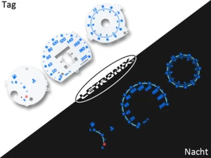 LETRONIX Plasma Tacho Tachoscheiben EL-Dash Fiat Punto MK1 200Km mit Uhr - Picture 1 of 1