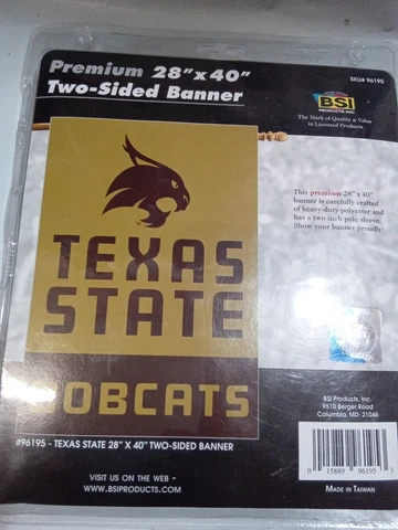 NCAA Texas State University Bobcats GOLD 2-SIDED 28' x 40" BANNER w/POLE SLEEVE Cover