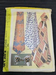McCalls 2568 Sewing Pattern Vintage 1970 Three Necktie & Bowtie Retro Cut - Picture 1 of 2
