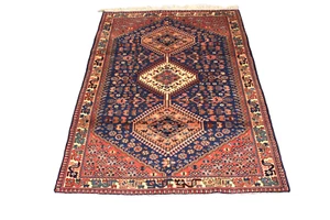 Vintage Geometrica Tribale Autentica Lana Fatta a Mano Turca 3x5 Rossa Annodata a Mano - Foto 1 di 9