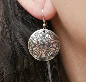 Bauchtanz Stamm Zigeuner Schmuck Silber Metall Orientalisch Ohrringe Bhubaneswar  - Bild 1 von 2