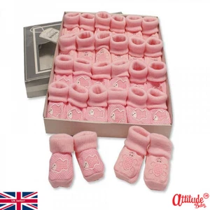 Botines para bebé bordados con logotipo - 0-3 meses botines para niña - botines rosas - Imagen 1 de 1