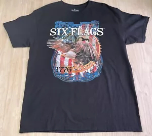 (L) SIX FLAGS American Eagle ADULTO Camisa Negra PATRIÓTICA Camiseta Gráfica NUEVA SIN ETIQUETAS - Imagen 1 de 6