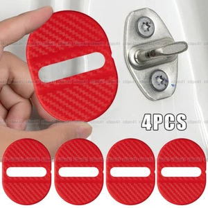 4Pcs Red Carbon Fibre Car Door Lock Protective Cover Anti Rust Trim Accessories - Bild 1 von 3