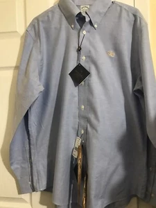 Camicia elegante uomo Brooks Brothers L Regent blu tinta unita bottoni colletto non ferro - Foto 1 di 2