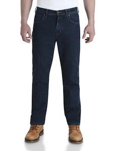 Wrangler robuste Stretch Denim Herrenjeans normale Passform dunkel steinblau - Bild 1 von 5