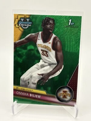 Omaha Biliew 2023-24 Bowman University Chrome #32 Green Shimmer Refractor /99  - Image 1 of 2