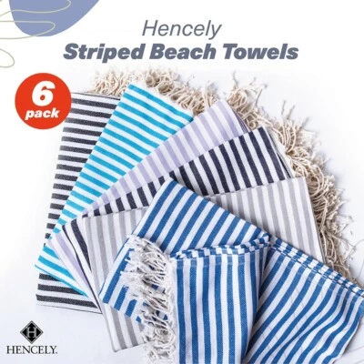 Hencely Sand-Free Turkish Beach Towels Set of 6 – 100% Cotton Quick-Dry Travel - Image 1 of 4