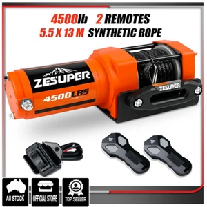 ZESUPER 4500LB Electric Winch 12V Synthetic Rope Wireless Remote ATV UTV Boat - Picture 1 of 14