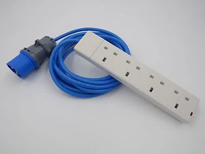 Adaptador de conexión para caravana 5MTR camping/caravana/autocaravana enchufe 16AMP/4WAY EXT AZUL - Imagen 1 de 5