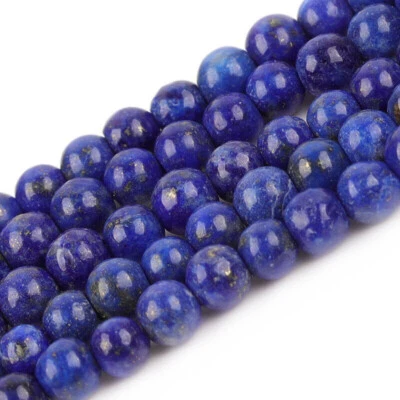 Natural Genuine Blue Lapis Lazuli Gemstone Round Loose Beads Strand 15"Grade AAA - Image 1 of 4
