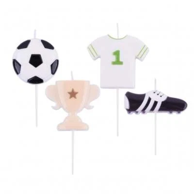 Football Candles Cake Topper Decoration Set of 4 Toppers - Image 1 of 4