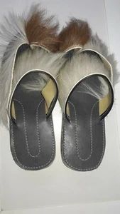 natural goat hair slides leather handmade sandals Mixte All Size - Picture 1 of 3