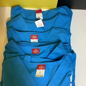5 Dickies Women's Scrub Top Generation Flex Uniform V-Neck Blue Medium 2 Pockets - Picture 1 of 14
