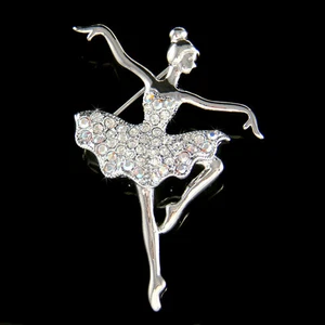 Ballerina IN Swarovski Cristallo Danza Classica Ragazza Spilla Gioielli Carino - Foto 1 di 1