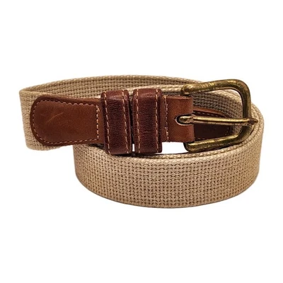 Coach Natural Linen and Leather Belt Brown White 34" 90 cm Style 3810 Vintage - Image 1 of 4