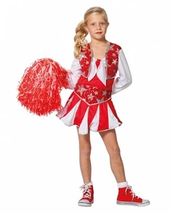 Rotes Cheerleader Kinder Kostüm für Karneval & Garde Tanzgruppen - Bild 1 von 6