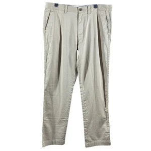 NWT J Crew Men's Tan Straight Flex Flat Front Pants Size 34x32 Slash Pockets - Picture 1 of 15