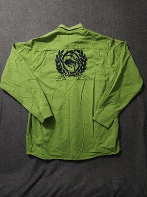 Camisa Jeans Cinch Para Hombres XL Verde Abotonada Western Rodeo Logo Bordado Foto 1 de 4