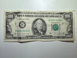 1988 Series $100 Dollar Bill Banknote Old Design Federal Reserve Note Prefix B - Picture 1 of 2