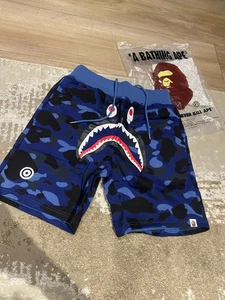 Bape A Bathing Ape Blue Camo Shark Shorts Mens - Large - New - Picture 1 of 5