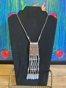 Amulet Sachet Medicine Pouch Necklace Bag Handmade Tan Seed Bead 24” - Picture 1 of 4