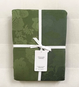 Williams Sonoma FILOMENA JACQUARD Tablecloth 70” x 108” Green NWT - Picture 1 of 4