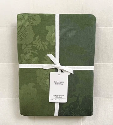 Williams Sonoma  FILOMENA JACQUARD Tablecloth 70” x 108” Green NWT - Image 1 of 4