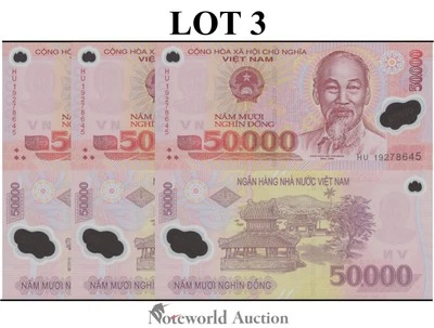 VIET NAM VIETNAM 50000 Dong 2019 P 121 Polymer Lot 3 pcs UNC - Image 1 of 4