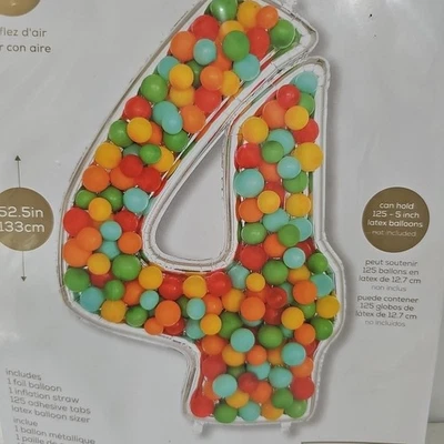 Anagram Balloon Formz 52.5" Number 4 (Four) Silver Foil Balloon Birthday Party - Image 1 of 4