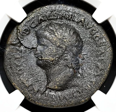 ROMAN EMPIRE. Nero, AD 54-68, Æ Dupondius, NGC Fine - Image 1 of 4