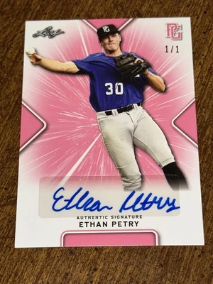 ETHAN PETRY 2021 LEAF PERFECT GAME RARE PINK AUTOGRAPH #1/1 NATIONALS GAMECOCKS - Image 1 of 2