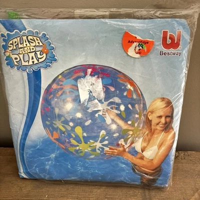 Vtg 48" Giant Splash & Play Beach Ball Transparent ColorSplatter Design NOS 2009 - Image 1 of 4