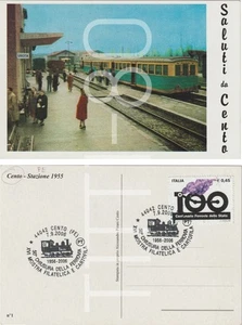 GRUSS AUS HUNDERT - BAHNHOF MIT ZUG 1955 (FERRARA) STORNIERUNG VON 2006 - Bild 1 von 1
