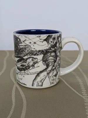 Pisces Zodiac Mug Anthropologie Salt Of Earth Ceramic Coffee Cup Blue Interior  - Image 1 of 4
