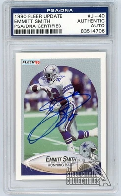 Emmitt Smith 1990 Fleer Update Autograph Rookie Card #U-40 PSA/DNA - Image 1 of 2