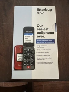 Jitterbug Flip2 Lively Best Buy Cell Flip Phone for Seniors - Red FREE SHIP - Picture 1 of 3