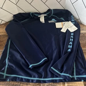 Tommy Bahama Kids Boys Size 8 Long Sleeve Rash Guard UPF 50 Swim Shirt Navy Blue - Picture 1 of 8