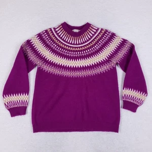 Maglione LOFT Fair Isle XXL viola panna maglia nordica pullover accogliente stile invernale - Foto 1 di 9