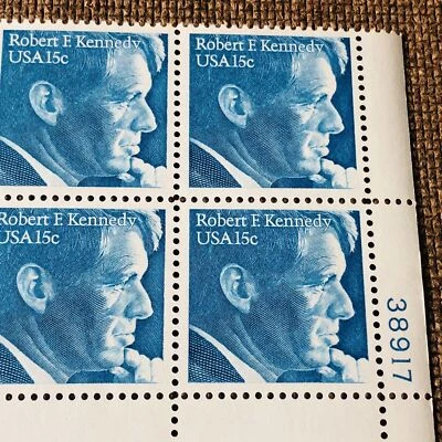 Vintage 1979 Robert F Kennedy Portrait USPS Block of 16 Mr Zip 15¢ MNH Stamps - Image 1 of 4