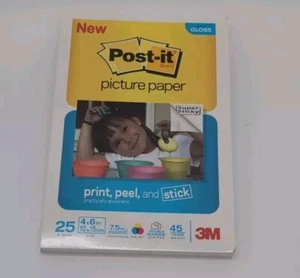3M Post-It Picture Paper Semi Gloss 4 x 6" 25 Sheets Ea Peel Stick  - Picture 1 of 2