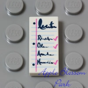 NEW Lego Minifig White NOTEPAD Paper List 1x2 Tile Girl Friends w/Pink Checks - Picture 1 of 3