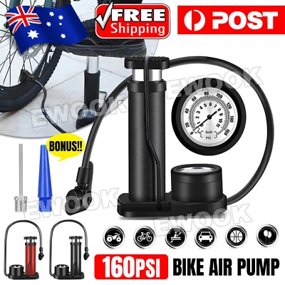 Portable Bicycle Bike Air Pump 160 PSI with Gauge Foot Floor Ball Inflator Kit - image 1 of 4