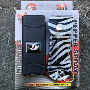 Rechargeable Stun Gun+Spray with LED Light - Free Holster Combo Gift ZEBRA - Picture 1 of 4