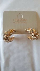 Freedom At Topshop Gold And Diamond Gem Stud Earrings - Picture 1 of 3