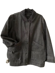 J Crew Iconic Denim Chore Barn Jacket Black Women Sz L NWT 4 Pocket Oversized A - Picture 1 of 17