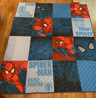 Marvel Spider-Man Full Quilt Jay Franco And Sons 68in Wide X 83in Long Blue Sham - Image 1 of 4