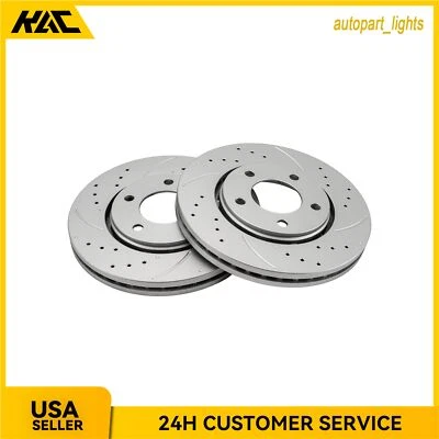 (2) For Chrysler Town & Country 03-07 Front Drilled & Slotted Brake Rotors 53002 - Image 1 of 4