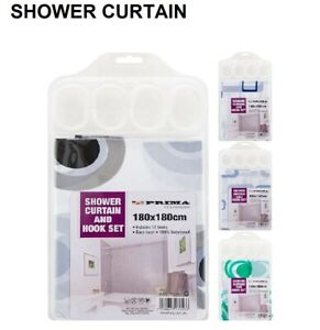 Shower Curtain Printed Designs water proof easy clean 180 x 180cm Bathroom hook