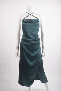 Zara Womens Slip Dress Lingerie style Midi XXL Teal Green Satin 8741/899 NWT - Picture 1 of 7